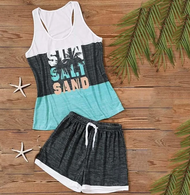 Sleeveless Top and Cotton Shorts Summer Set L 40 – photo 3
